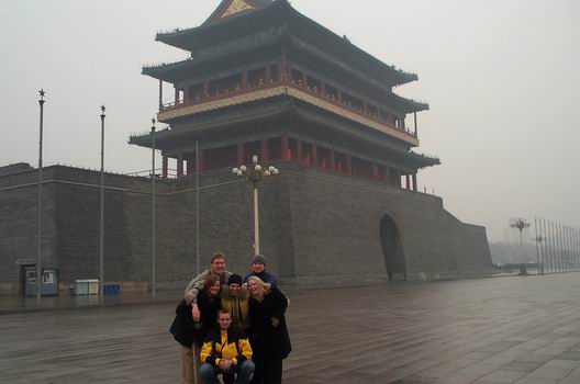 From the right top: Me, Jens Åge, Susanne, Thomas, Sabine and Klaus in front of the Qianmen gate very near the mausoleum with the remaining pieces of Mao Zedong.